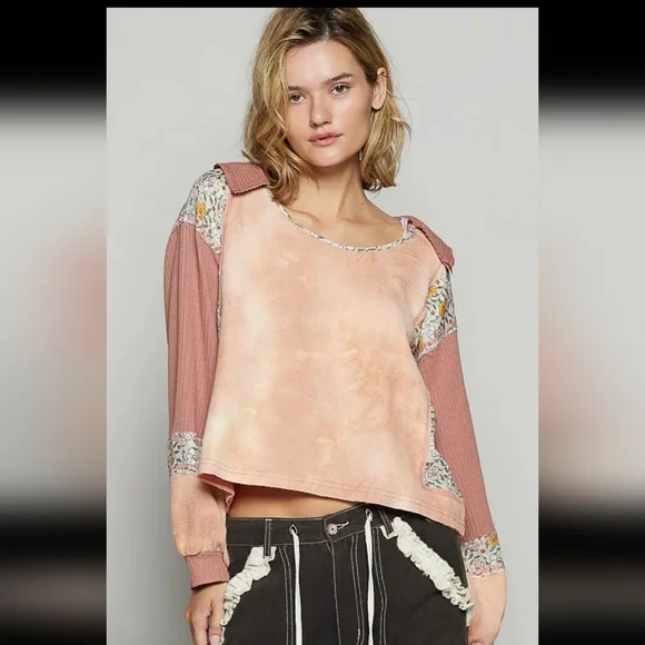 POL Women's Floral Patchwork Blouse - Pink and Cream NWOT - Picture 2 of 7